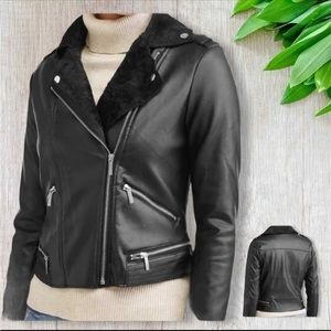 𝅺YOKI Black Moto Faux Leather Jacket Size XL